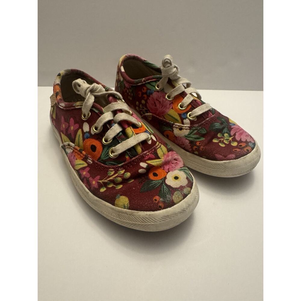 Keds x Rifle Paper Co Girls Floral Sneakers Size 9 Canvas Lace Shoes Kids